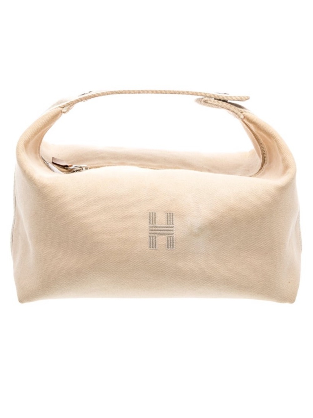Hermes toile bride a brac bag purse pouch in cream